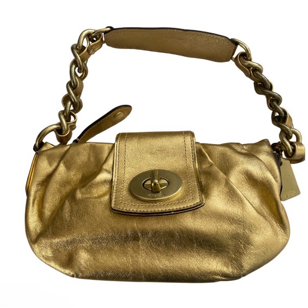 COACH Amanda Pippa 13594 Turnlock Gold Chain Bag - Rare Metallic Y2K Purse